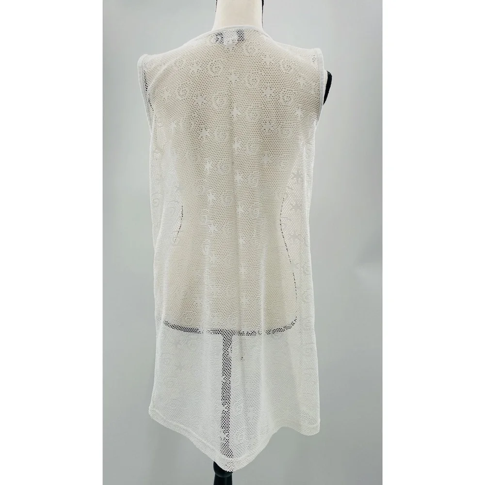 Jordan Taylor‎ Vintage White Netted  Swirl and Star Design Swim Cover-Up - Picture 2 of 7